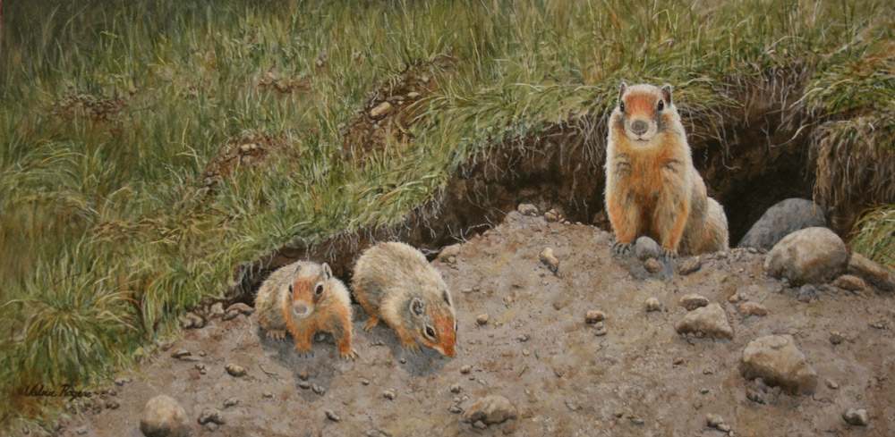 Valerie Rogers' Painting of ground squirrel family