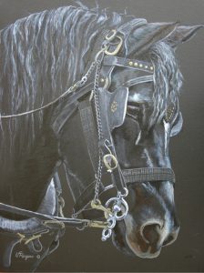 Valerie Rogers' black painting of a horse