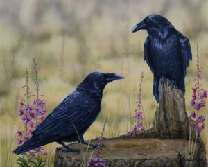 Fire weed and Raven painting