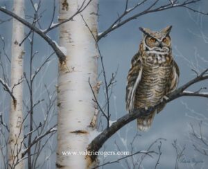 Silent Observer - painting of Great horned Owl by Rogers