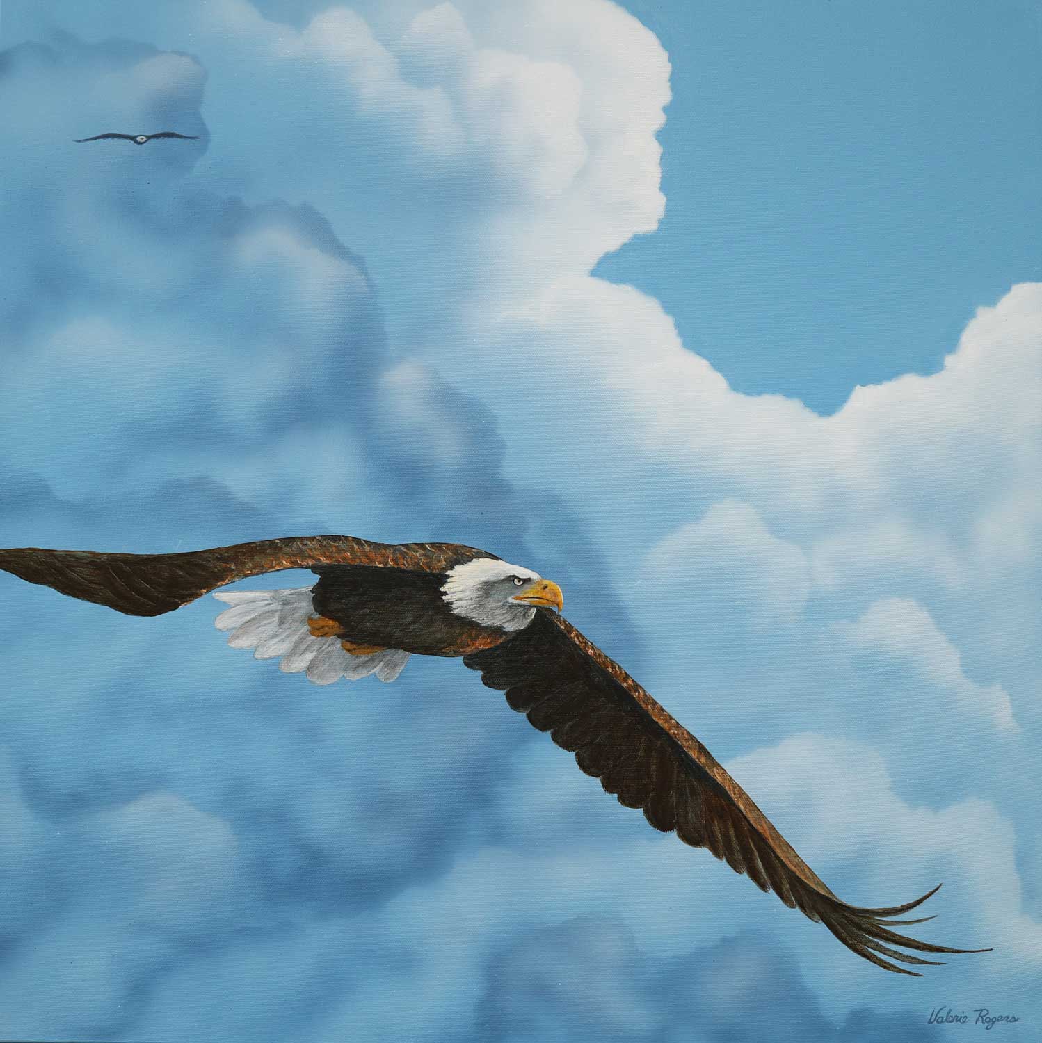 Ride the Wind, eagle painting by Valerie Rogers