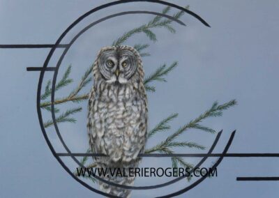 Wild Elements Great Grey Owl, 24×24, $925 CAD